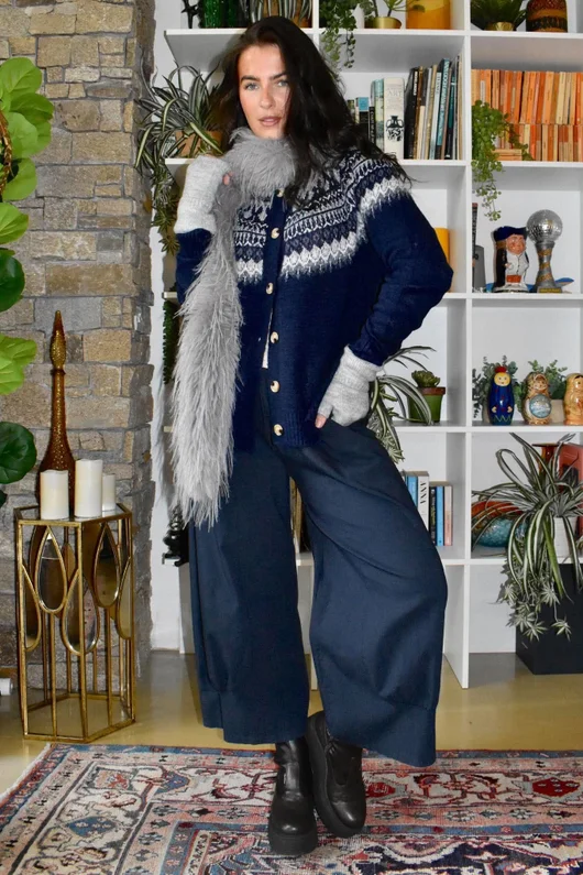 Ferguson Fair Isle Cardigan Navy